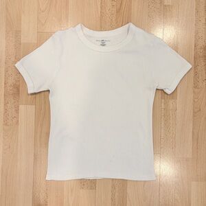 Brandy Melville | White ribbed Short sleeve Baby tee